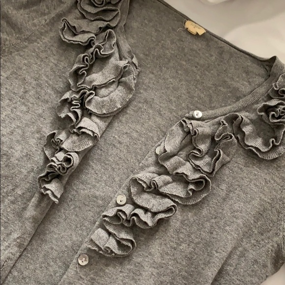 J.Crew Gray Ruffle Cardigan - Picture 4 of 6